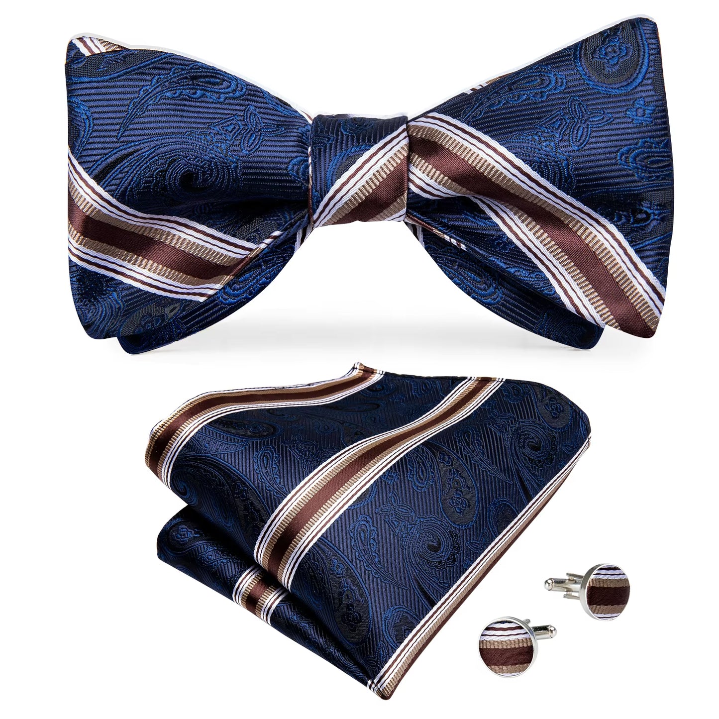 Adjustable Bowties Gold Floral Self Tie Bow Tie Set Pocket Square Wedding Tuxedo Cravat Bow Tie Formal Male Neckwear