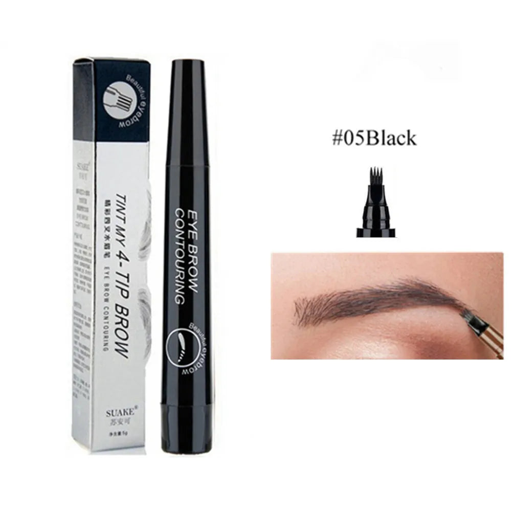 4 Fork Makeup Eyebrow Pen Waterproof 4D Brown Eyebrow Tint Tattoo Cosmetic Long Lasting Natural Make up Eye Brow Pencil