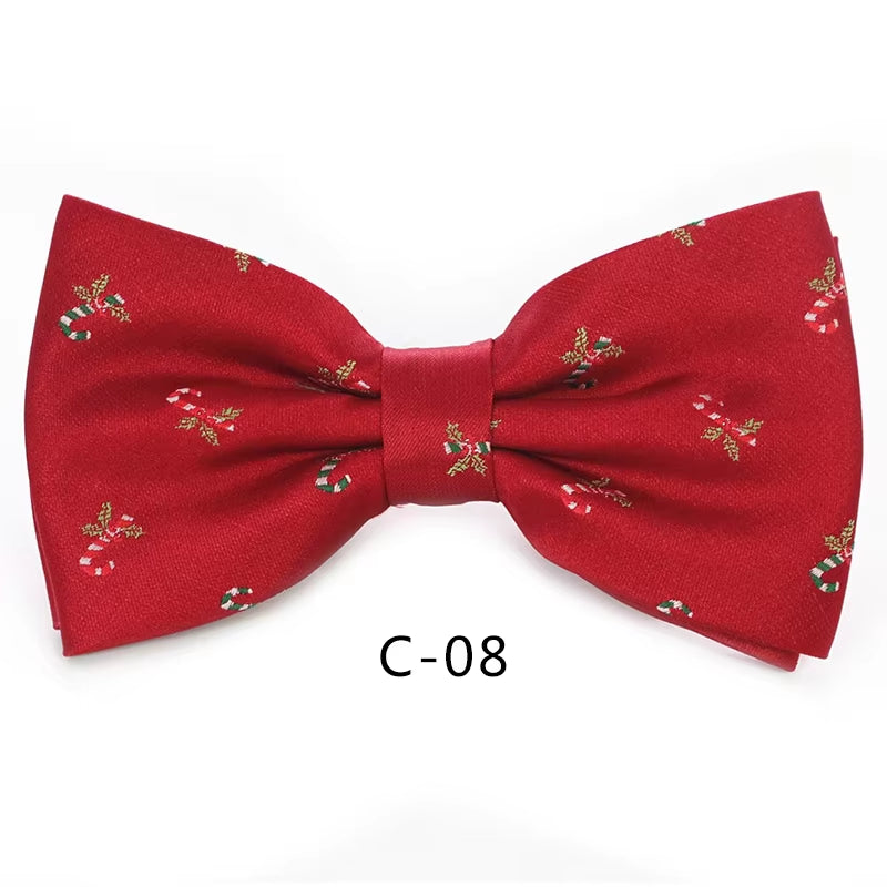 Christmas Bow Ties for Mens Shirt Snowflake Christmas Tree Pattern Men Silk Bow Tie Christmas Party Gift