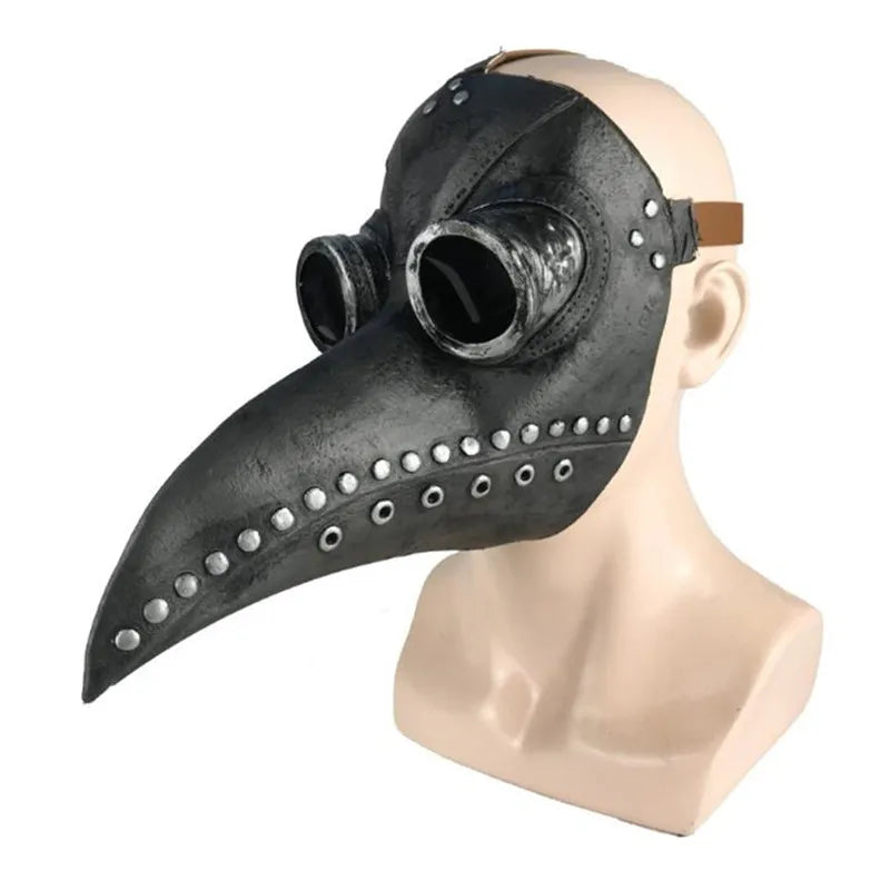 Halloween Black Rubber Plague Doctor Mask Long Nose Bird Beek Steampunk Gas Latex Face Mask Cosplay Prop for Kids and Adult