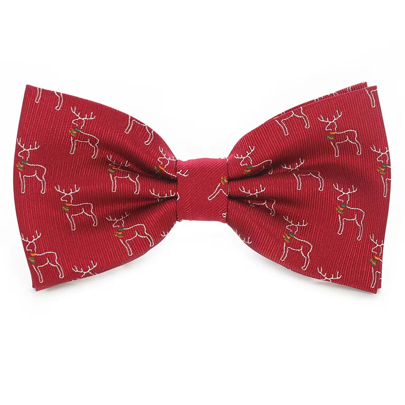 Christmas Bow Ties for Mens Shirt Snowflake Christmas Tree Pattern Men Silk Bow Tie Christmas Party Gift