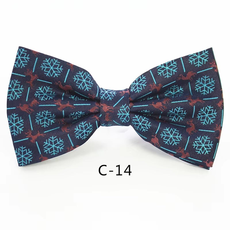 Christmas Bow Ties for Mens Shirt Snowflake Christmas Tree Pattern Men Silk Bow Tie Christmas Party Gift