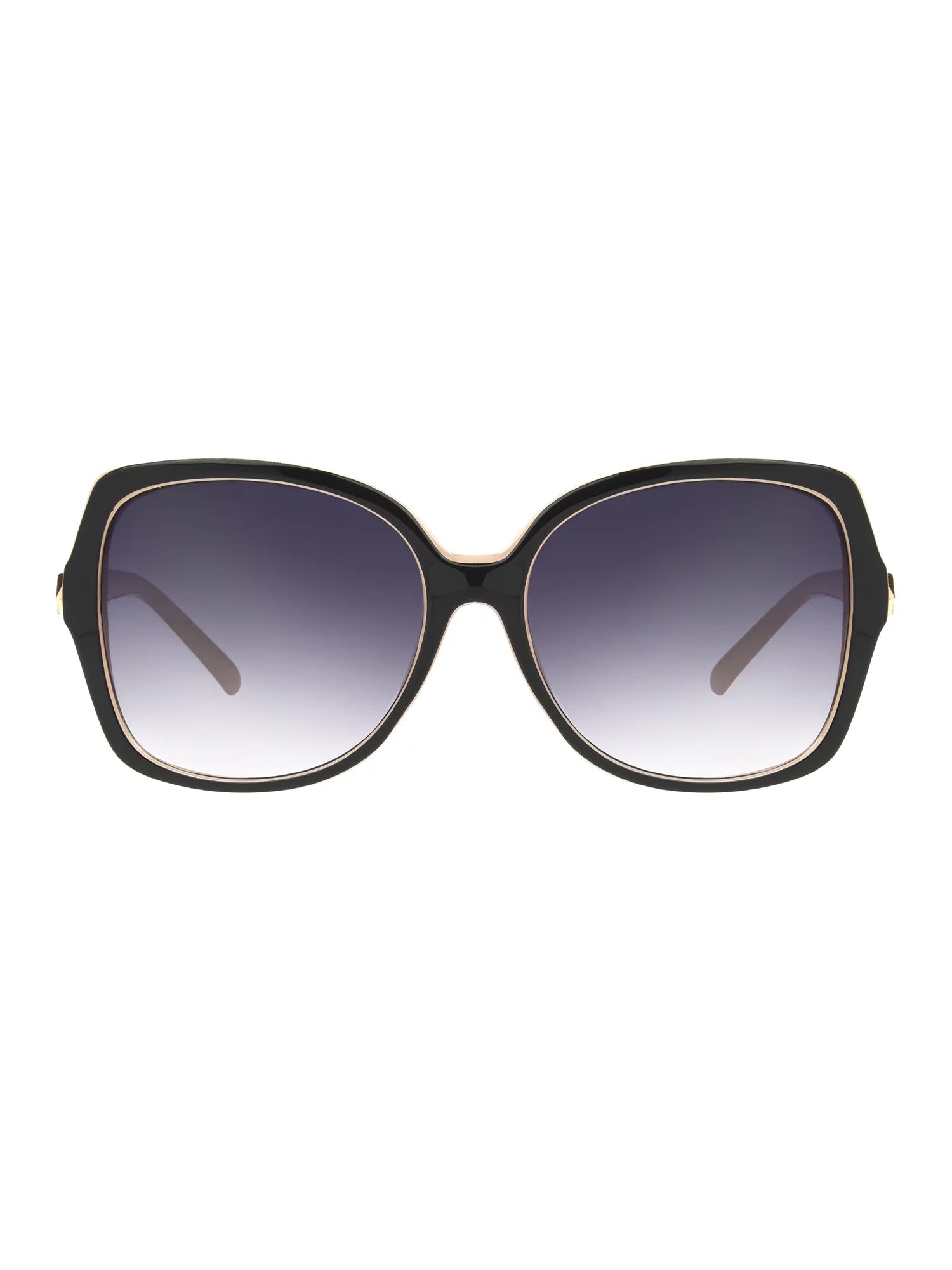 Women'S Oversized Fashion Sunglasses, Black Beige