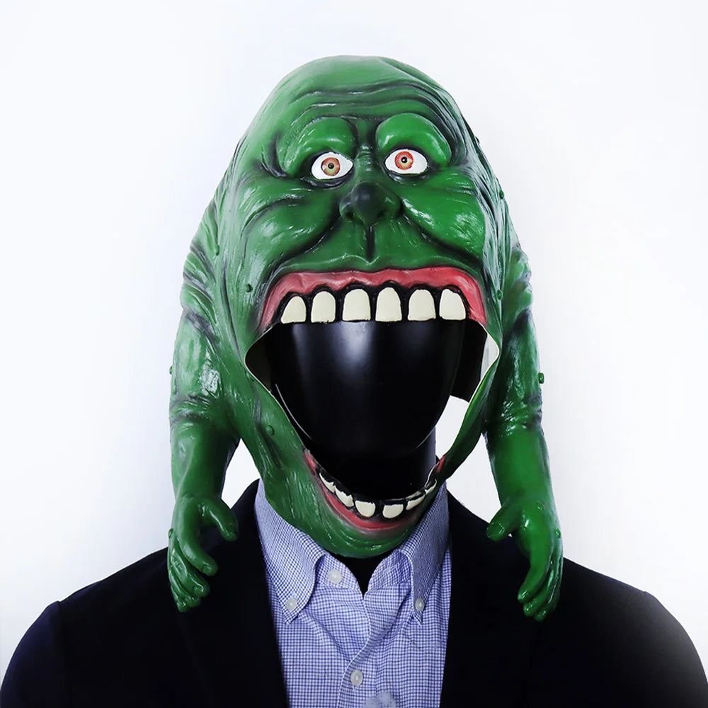 Funny Ghostbusters Slimer Mask Cosplay Adult Latex Helmet Headpiece Halloween Carnival Masquerade Dress up Party Costume Props