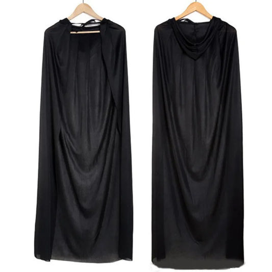 2024 Halloween Pleuche Velvet Cloak Cape Hooded Medieval Costume Witch Wicca Vampire Halloween Cosplay Costume Cape