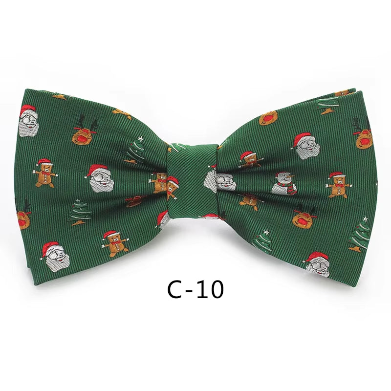 Christmas Bow Ties for Mens Shirt Snowflake Christmas Tree Pattern Men Silk Bow Tie Christmas Party Gift