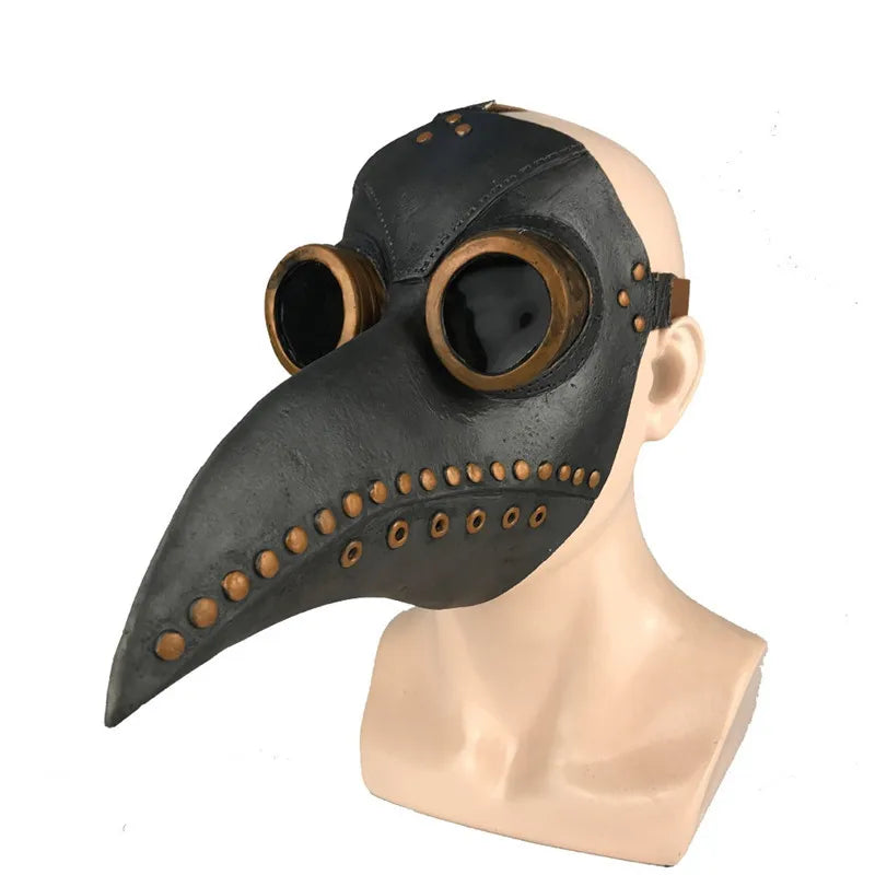 Halloween Black Rubber Plague Doctor Mask Long Nose Bird Beek Steampunk Gas Latex Face Mask Cosplay Prop for Kids and Adult