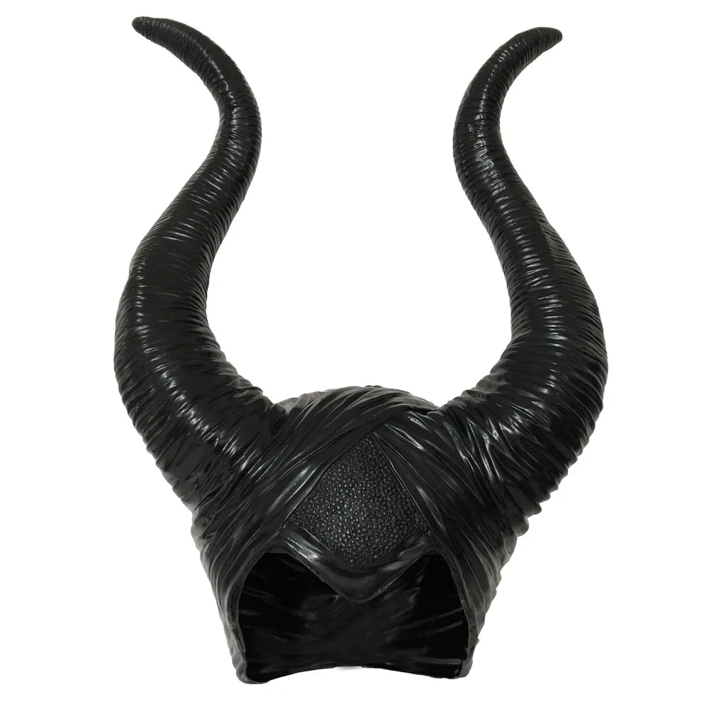 Black Queen Witch Demon Horns Hat Mask Cosplay Animal Headpiece Halloween Headdress Dress up Party Costumes Props