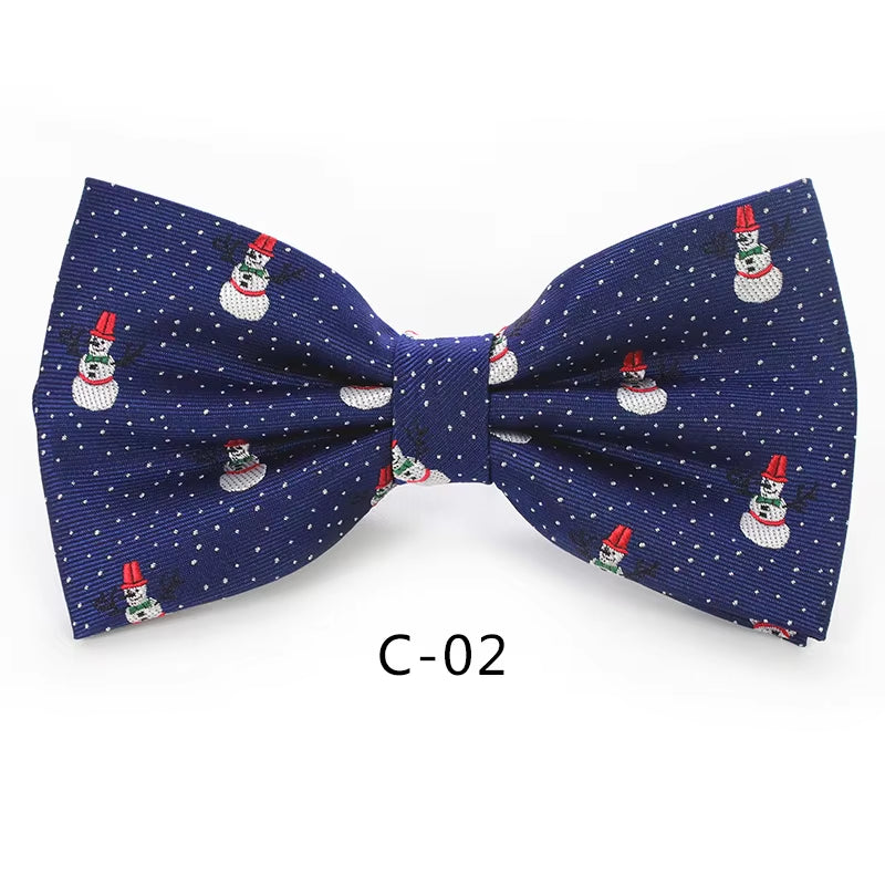 Christmas Bow Ties for Mens Shirt Snowflake Christmas Tree Pattern Men Silk Bow Tie Christmas Party Gift