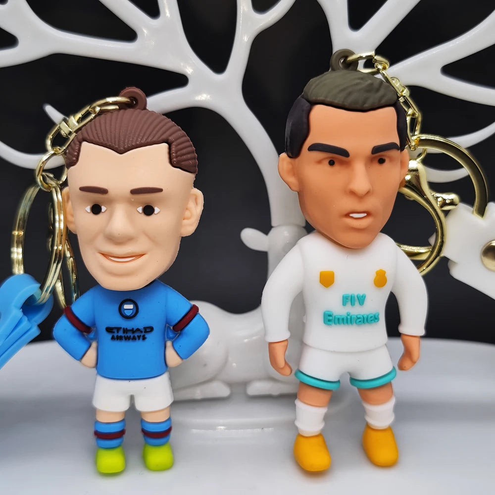 Football Star Ronaldo Figure Keychain Jewelry Bag Pendent Keyring Collection Doll Premier League Golden Boot Ronaldo Souvenirs