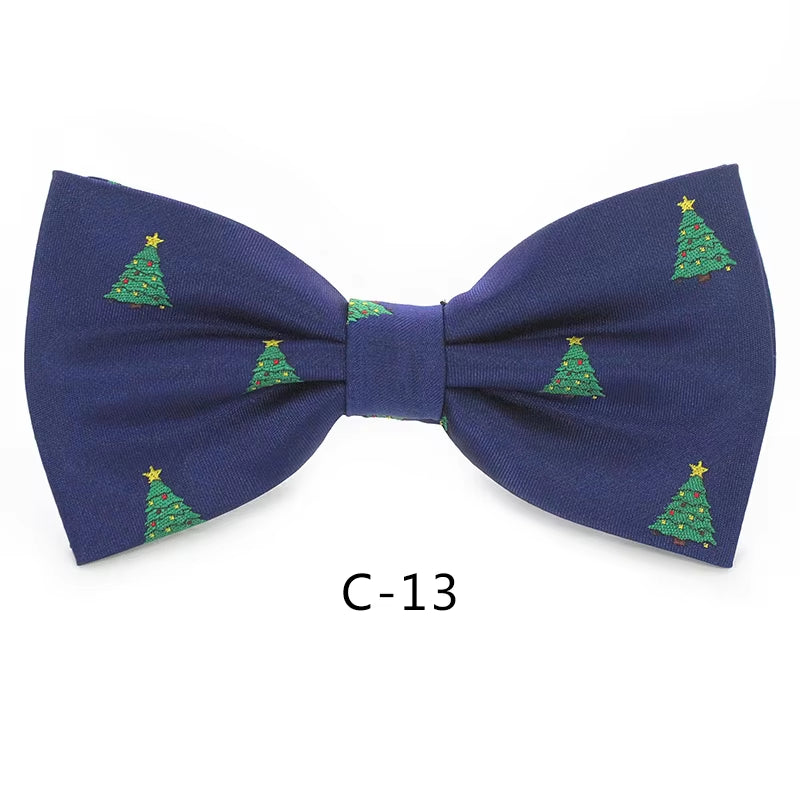 Christmas Bow Ties for Mens Shirt Snowflake Christmas Tree Pattern Men Silk Bow Tie Christmas Party Gift