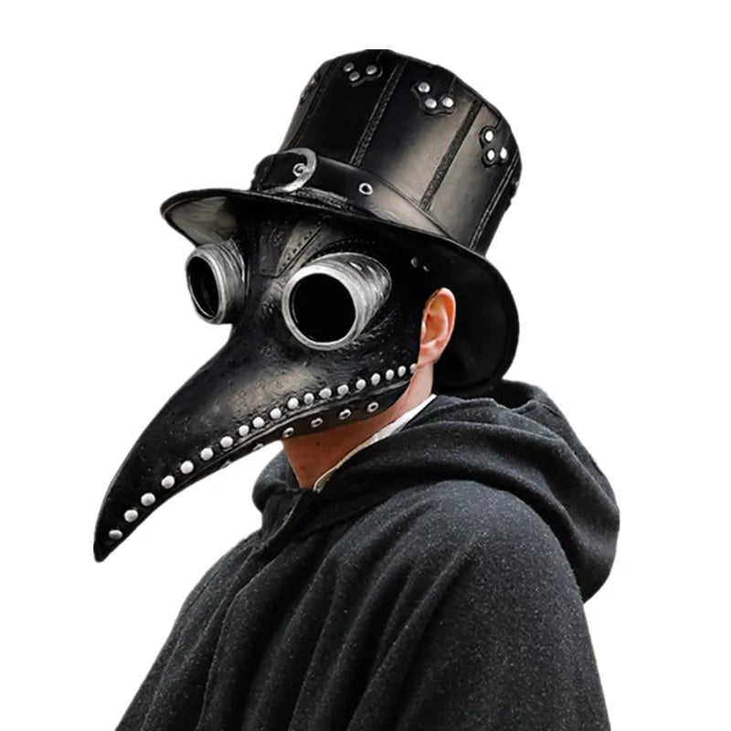 Halloween Black Rubber Plague Doctor Mask Long Nose Bird Beek Steampunk Gas Latex Face Mask Cosplay Prop for Kids and Adult