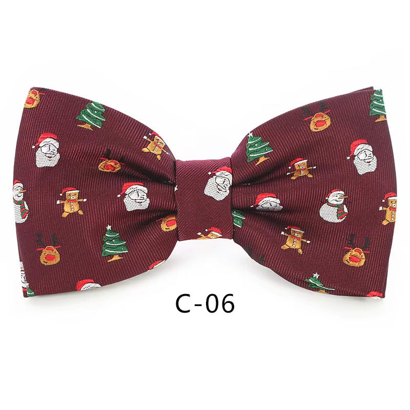 Christmas Bow Ties for Mens Shirt Snowflake Christmas Tree Pattern Men Silk Bow Tie Christmas Party Gift