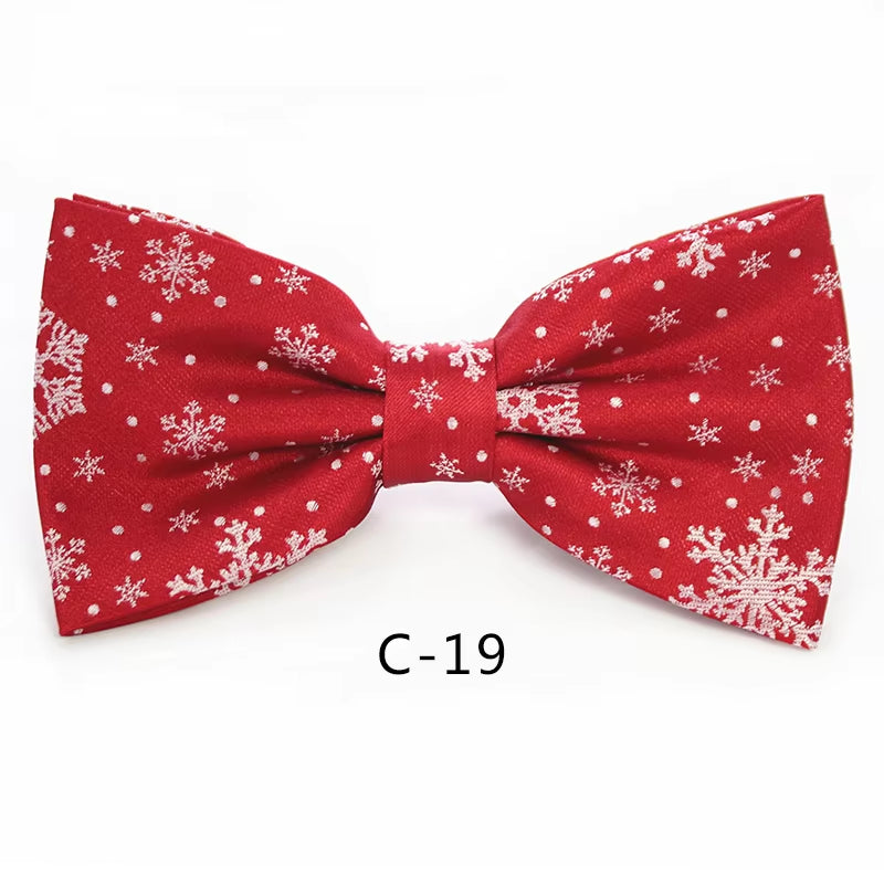 Christmas Bow Ties for Mens Shirt Snowflake Christmas Tree Pattern Men Silk Bow Tie Christmas Party Gift