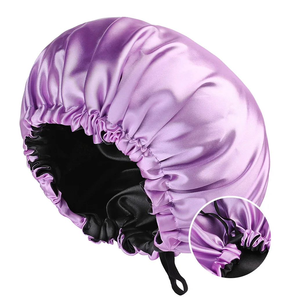 Wholesale Satin Bonnet for Sleeping Silky Bonnet Cap Large Double Layer Reversible Adjustable Sleep Bonnet Used to Hair Care