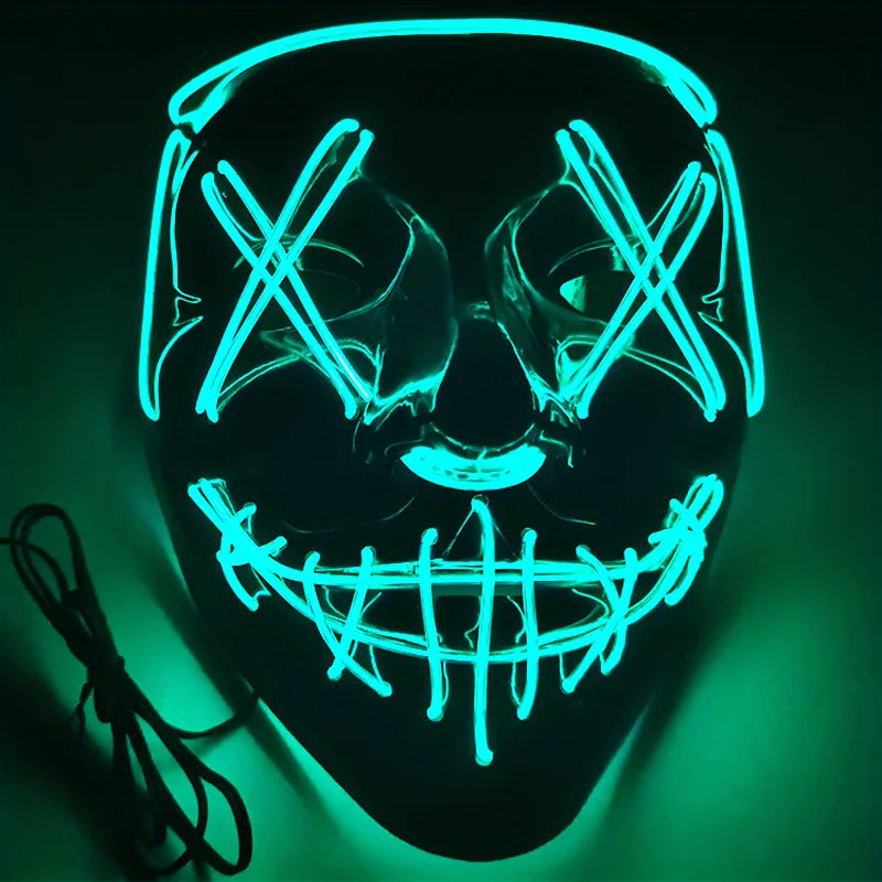 Halloween Mask LED Light up Full Face Mask,Holiday Cosplay Halloween Costume Masquerade Party, Carnival, Gift