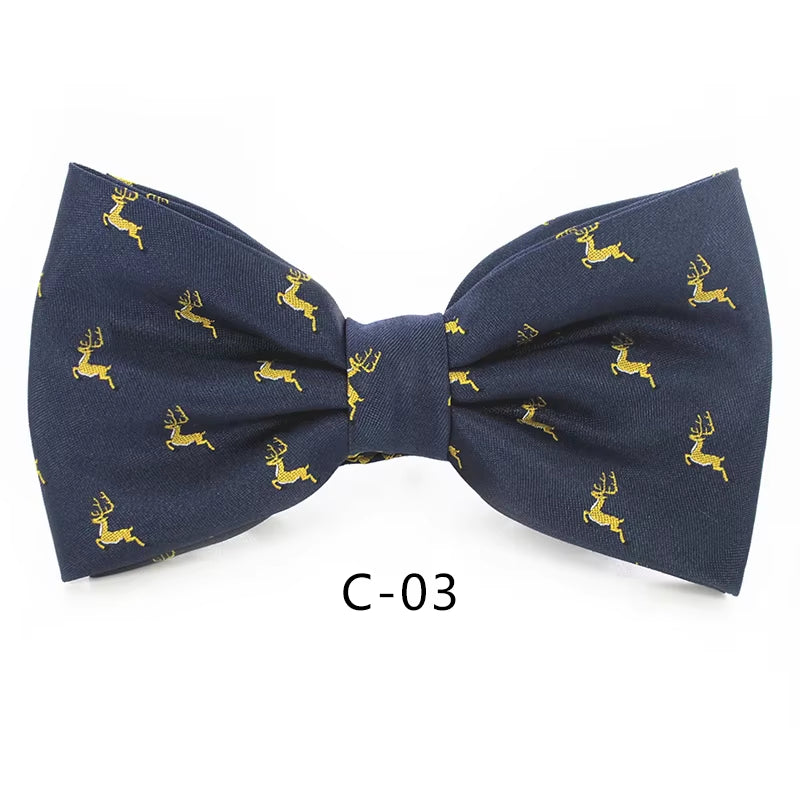 Christmas Bow Ties for Mens Shirt Snowflake Christmas Tree Pattern Men Silk Bow Tie Christmas Party Gift